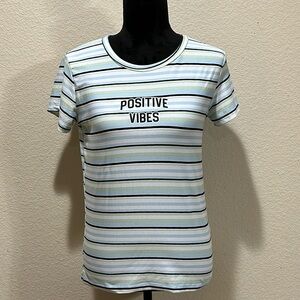 Striped “Positive Vibes” Tee